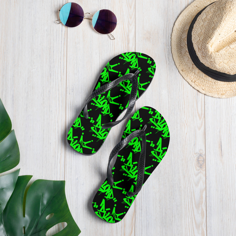 Dj Lord Black and Green Flip-Flops